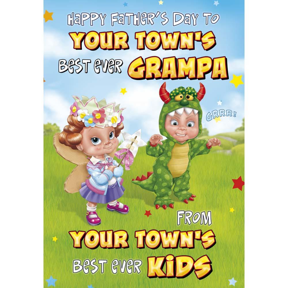 funny father's day card for a grampa with a colourful cartoon illustration