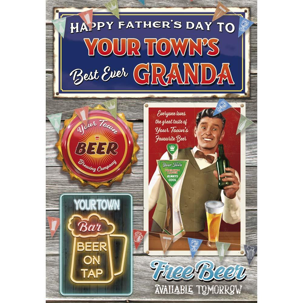 funny father's day card for a granda with a colourful cartoon illustration