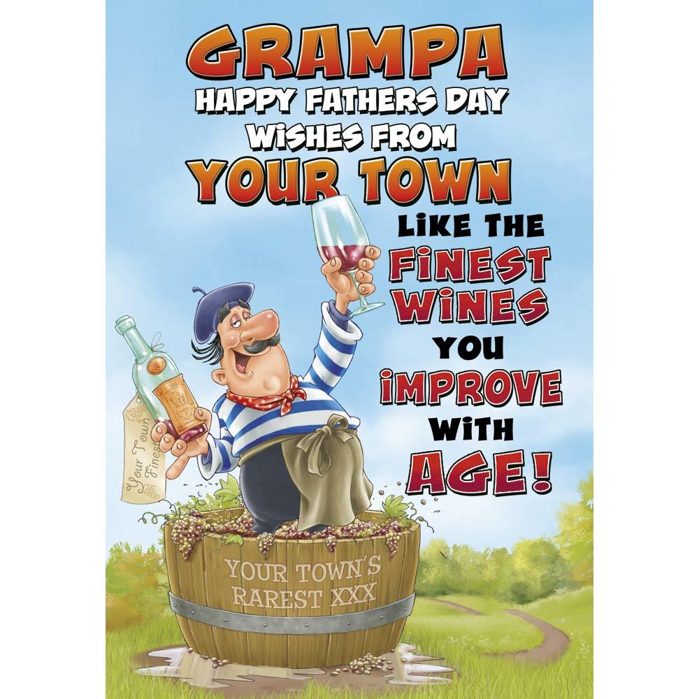 funny father's day from card for a grampa with a colourful cartoon illustration