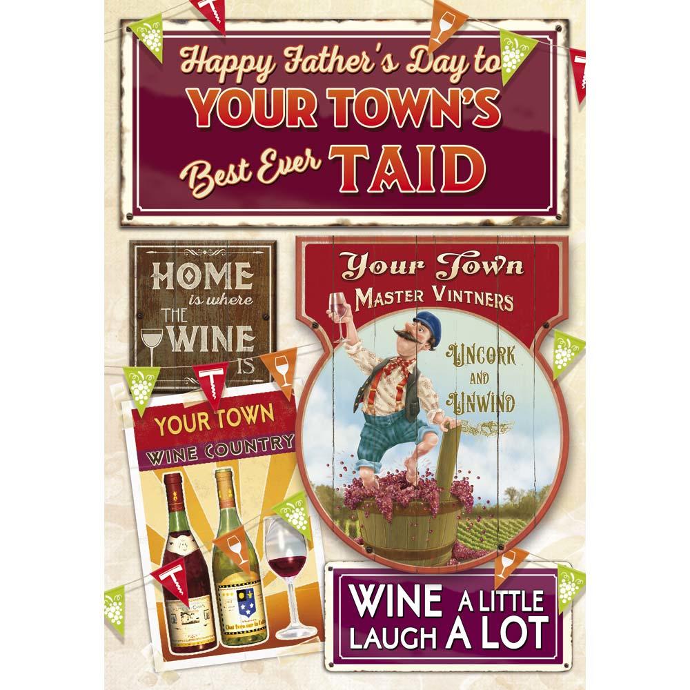 funny father's day card for a taid with a colourful cartoon illustration