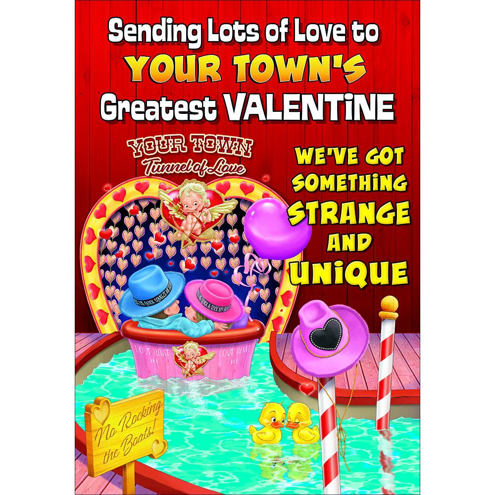 valentines day greeting card featuring humour illustration for a valentine from the up your street range