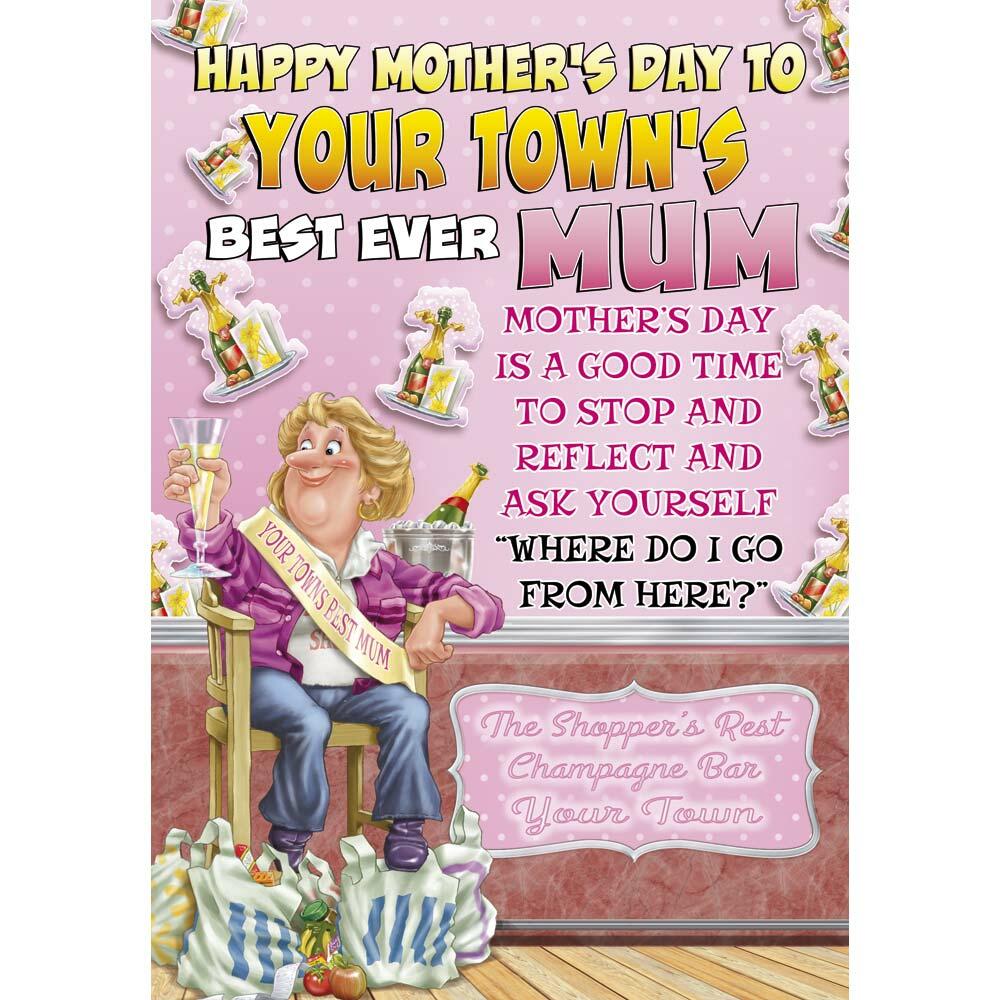 mother's day greeting card featuring humour illustration for a mum from the up your street range