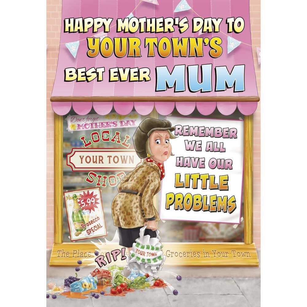mother's day greeting card featuring humour illustration for a mum from the up your street range