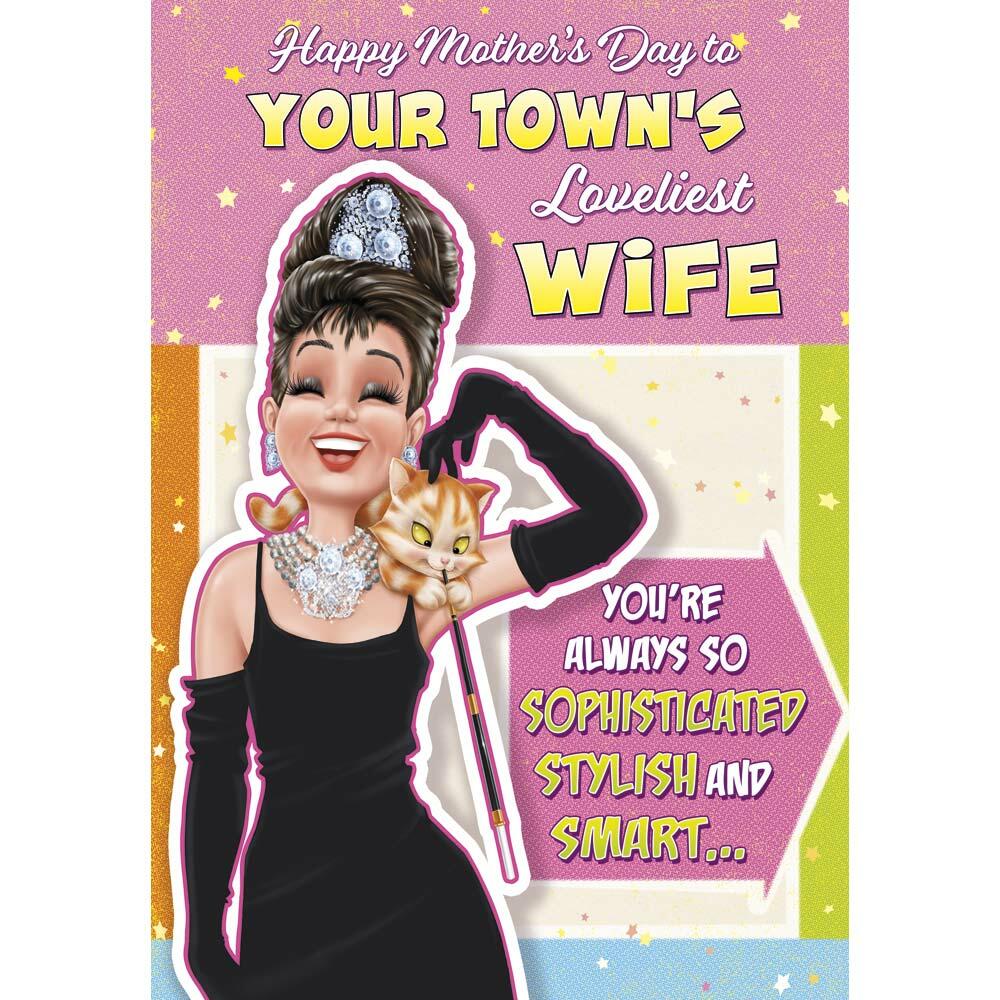 mother's day greeting card featuring humour illustration for a wife from the up your street range