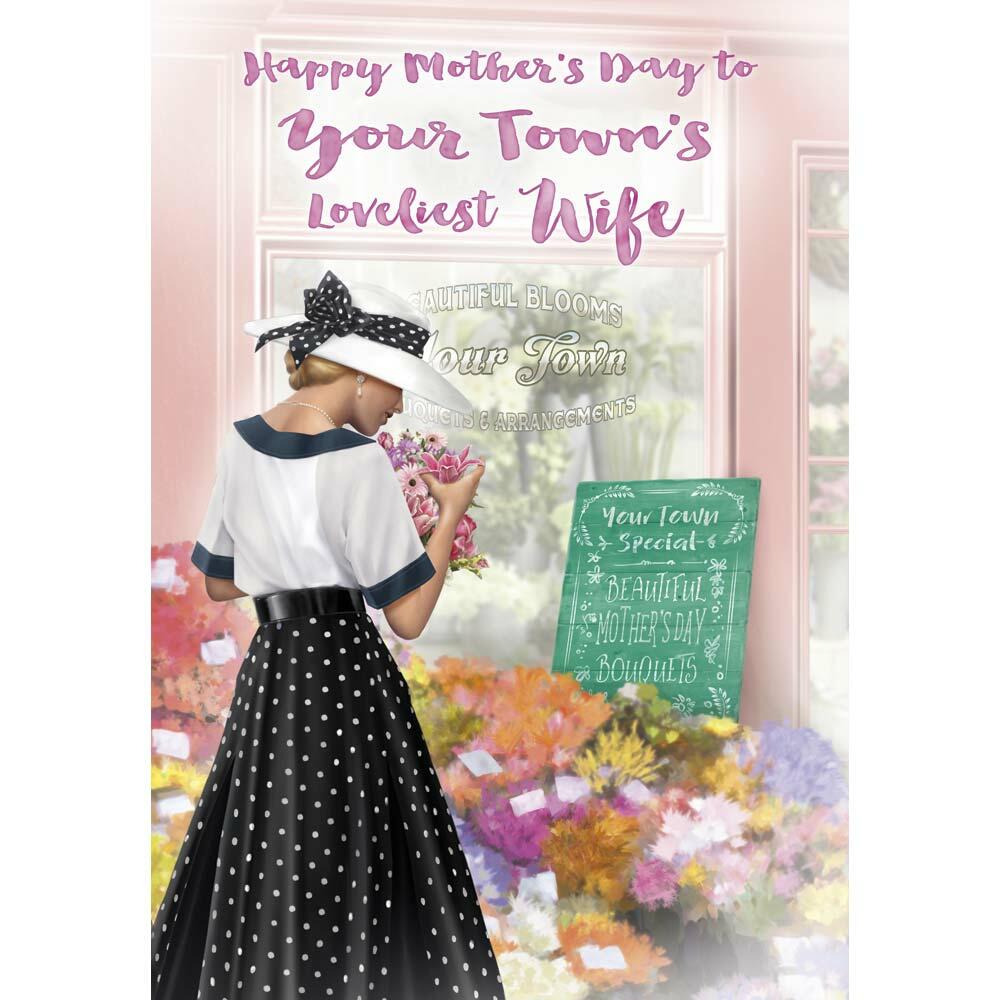 mother's day greeting card featuring classic illustration for a wife from the up your street range