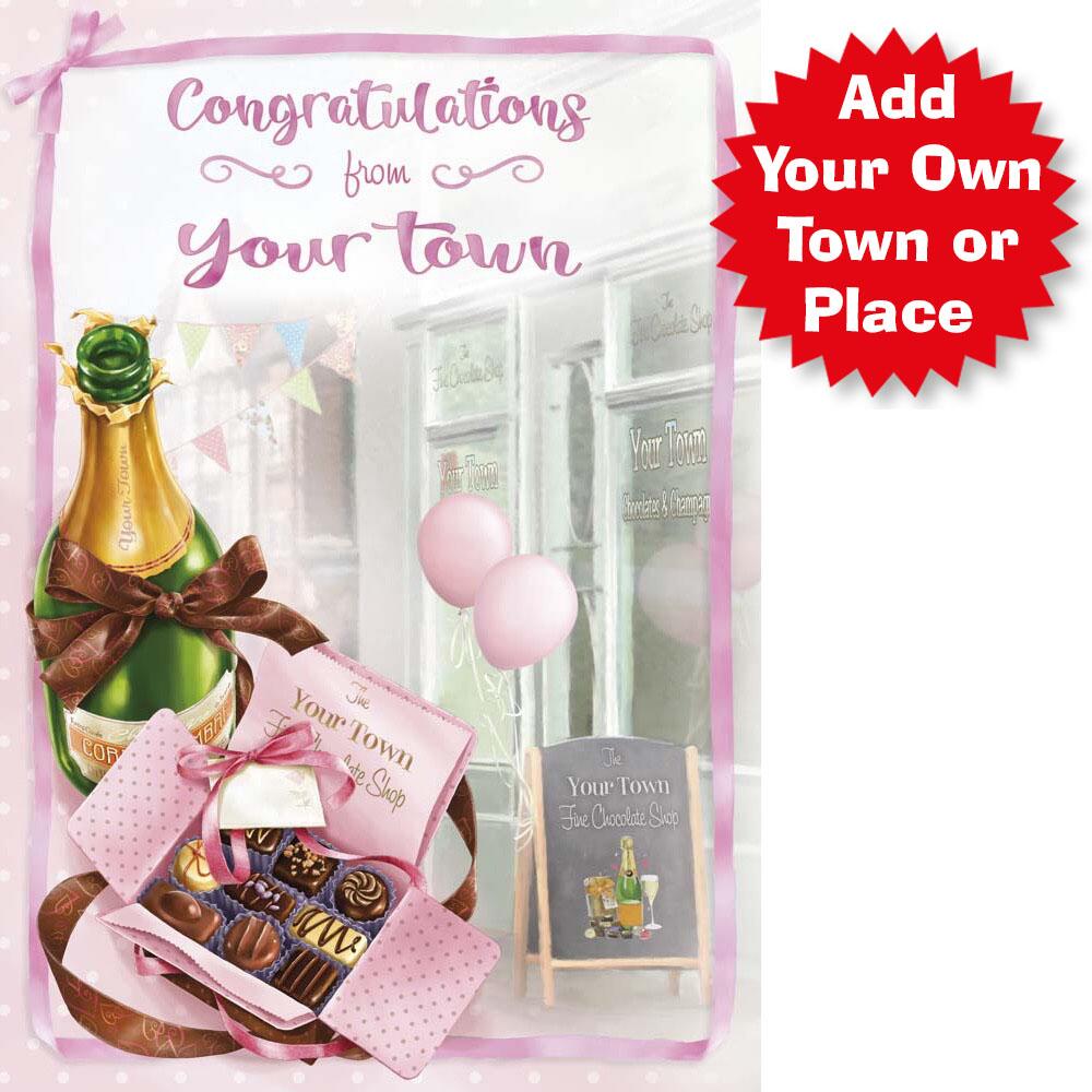 classic congrats general card for a female with a colourful realistic illustration