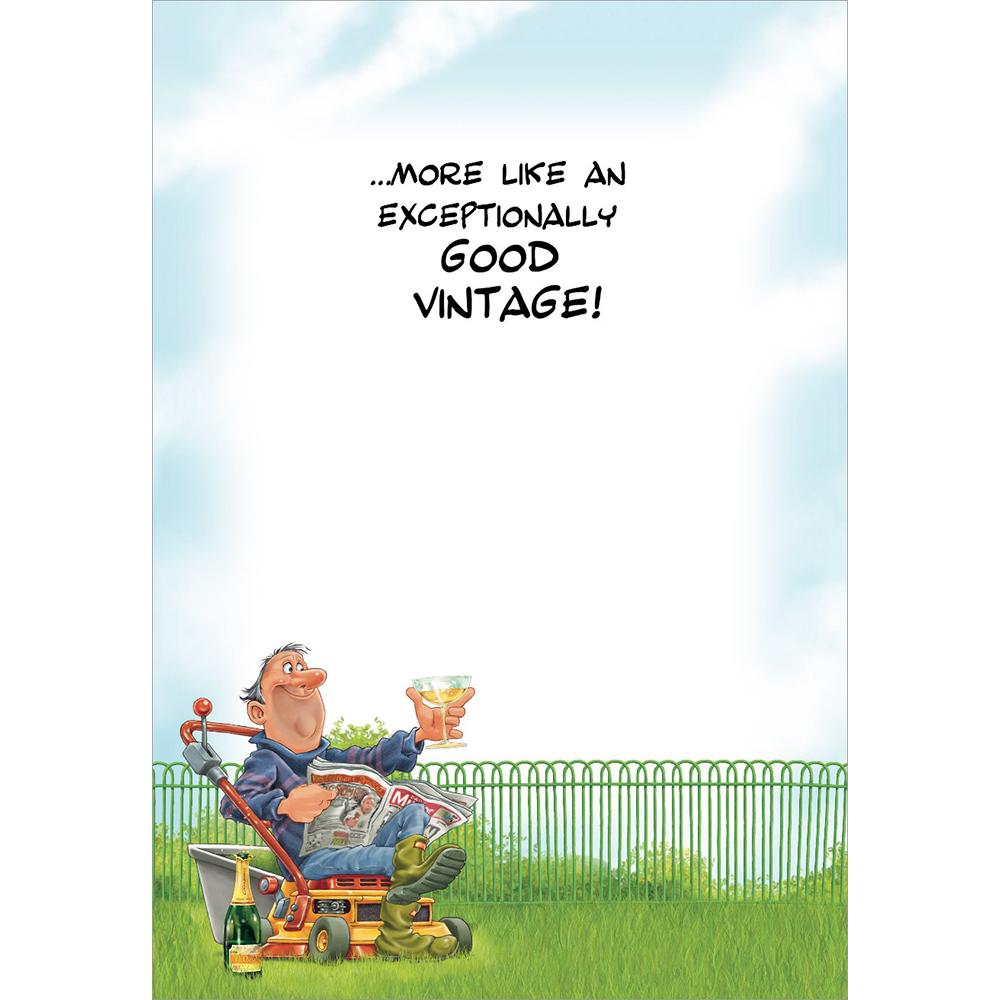 inside full colour cartoon illustration of age 70 card for a male