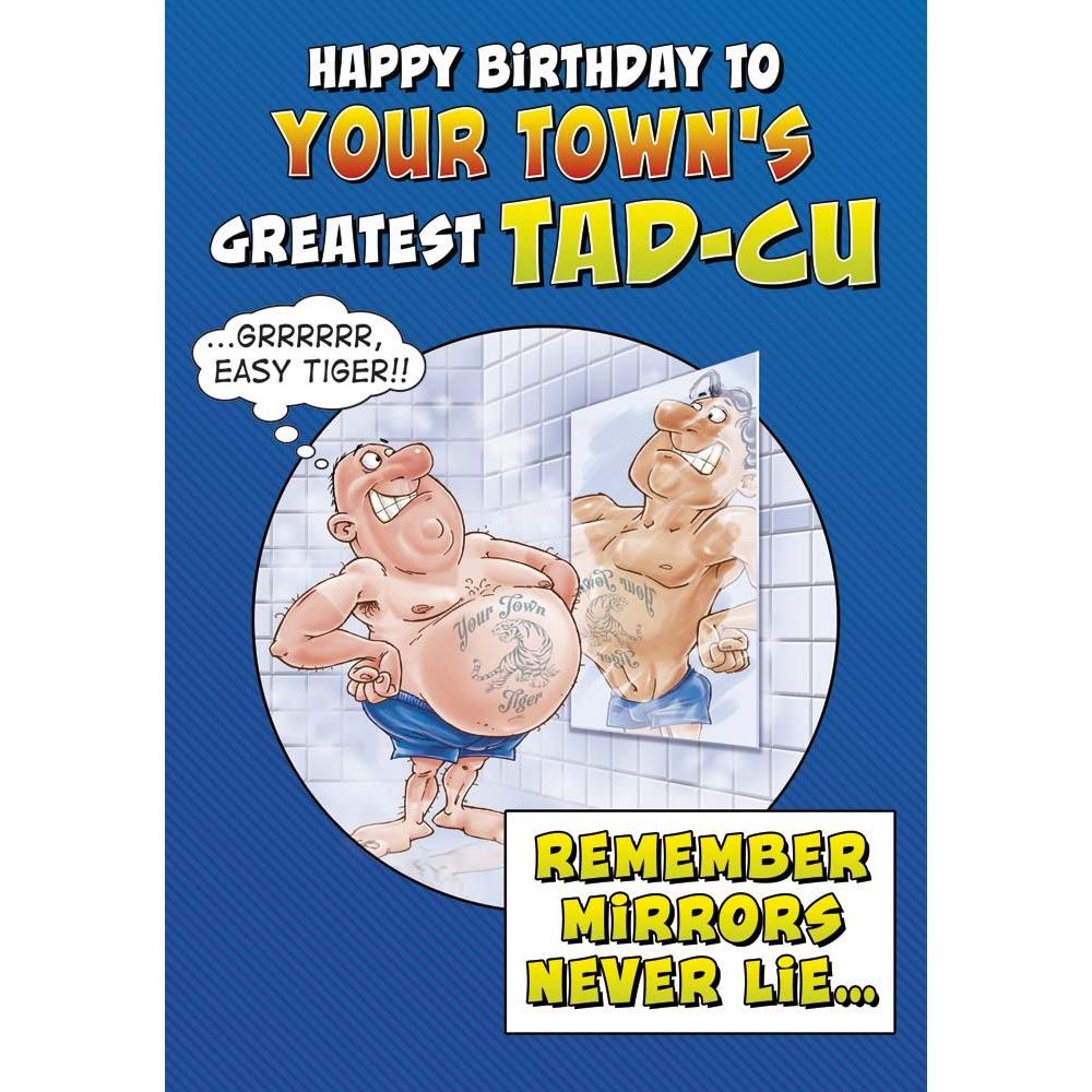 funny birthday card for a tadcu with a colourful cartoon illustration