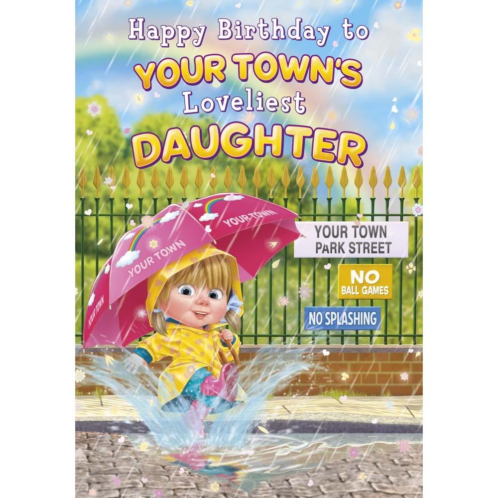 kids birthday card for a daughter with a colourful great illustration