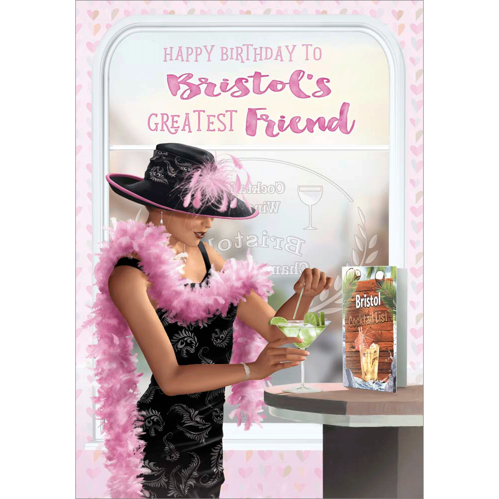 front of card showing a selection of different personalisations of this contemporary birthday card for a female