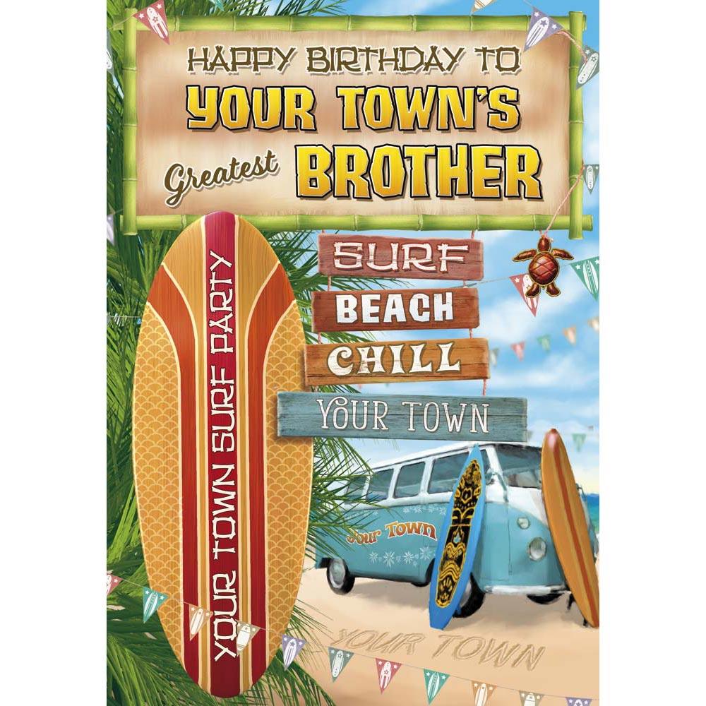 whimsical birthday card for a brother with a colourful whimsical illustration