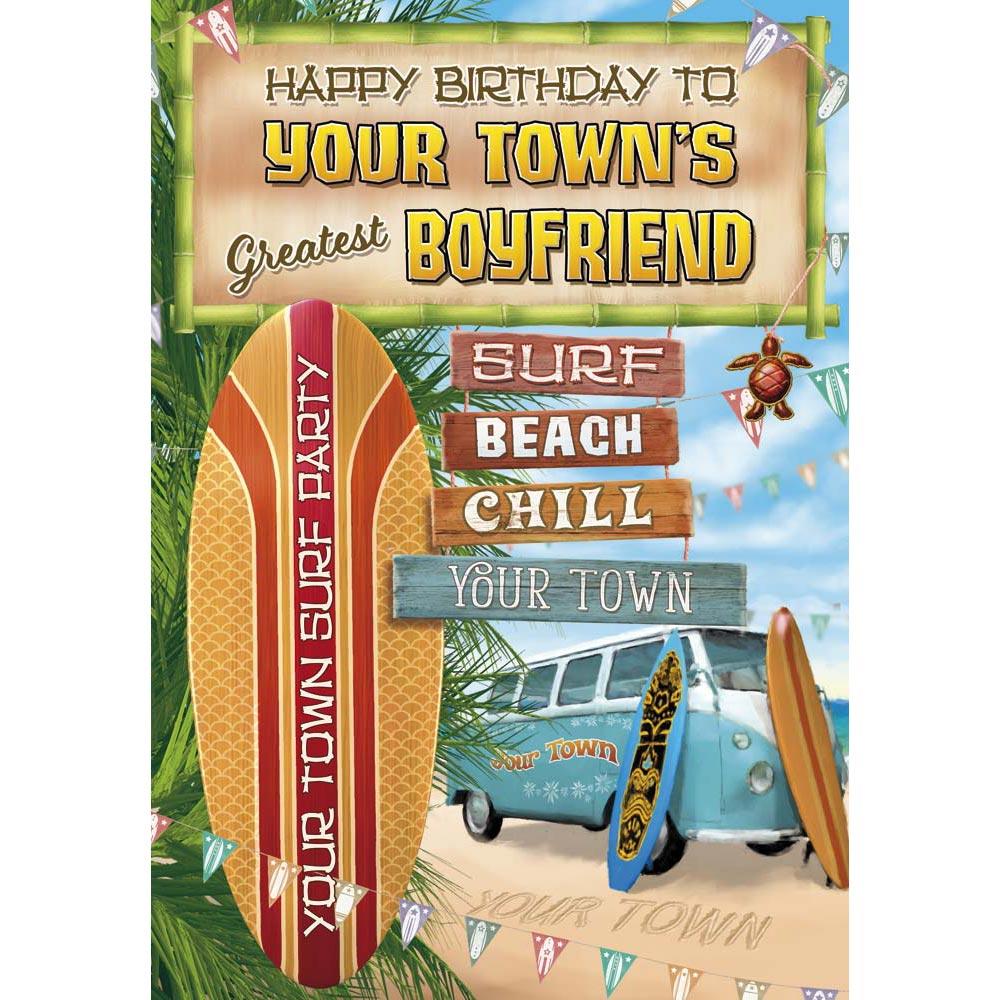 whimsical birthday card for a boyfriend with a colourful whimsical illustration