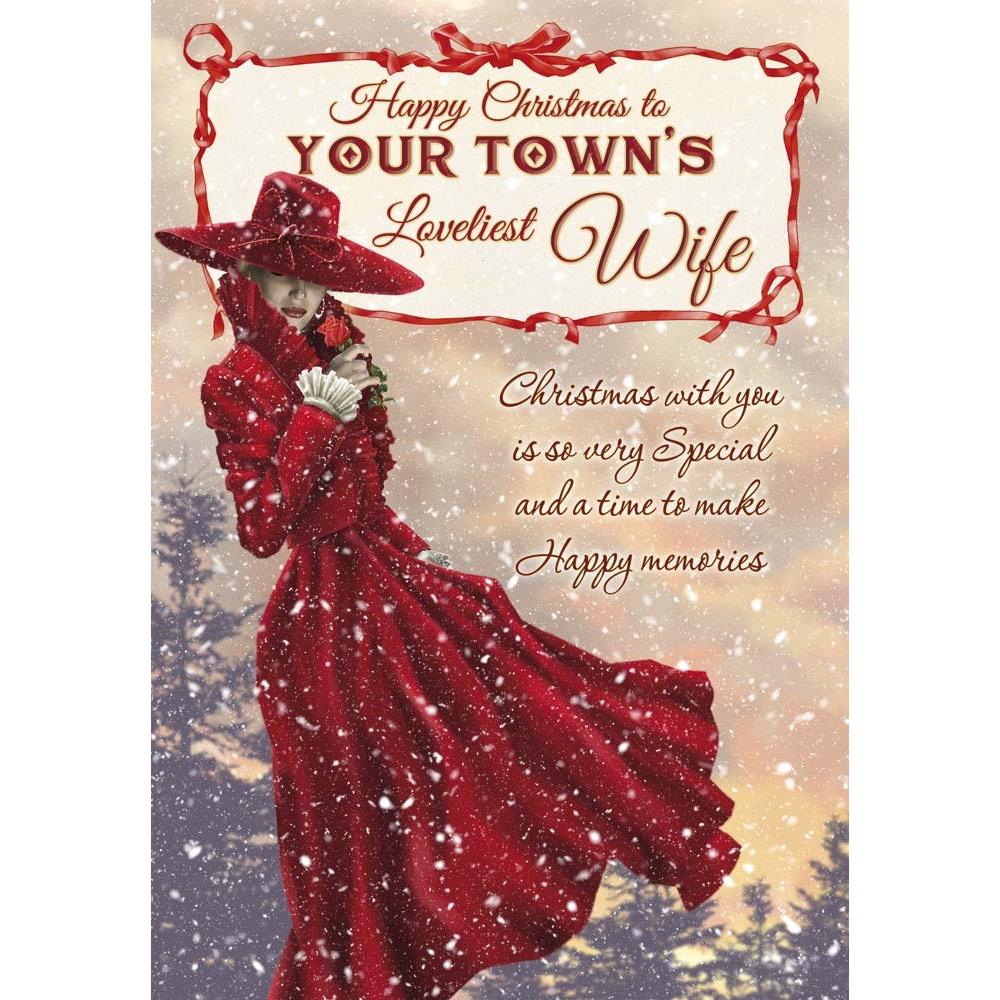 funny christmas card for a wife with a colourful cartoon illustration