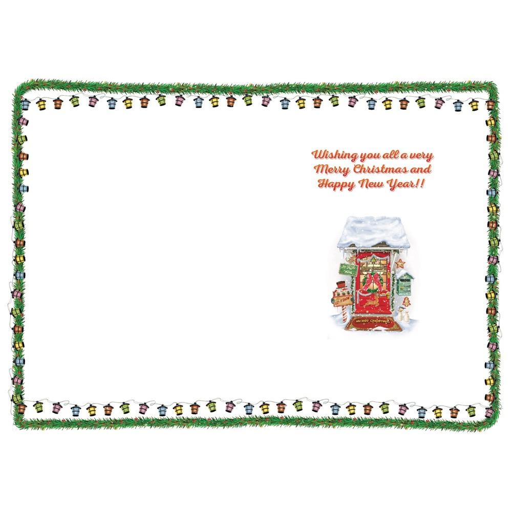 inside full colour cartoon illustration of christmas card for a from