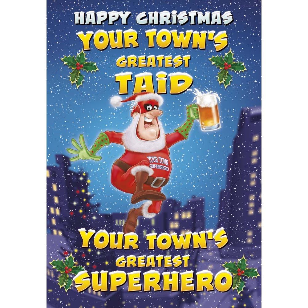 funny christmas card for a taid with a colourful cartoon illustration