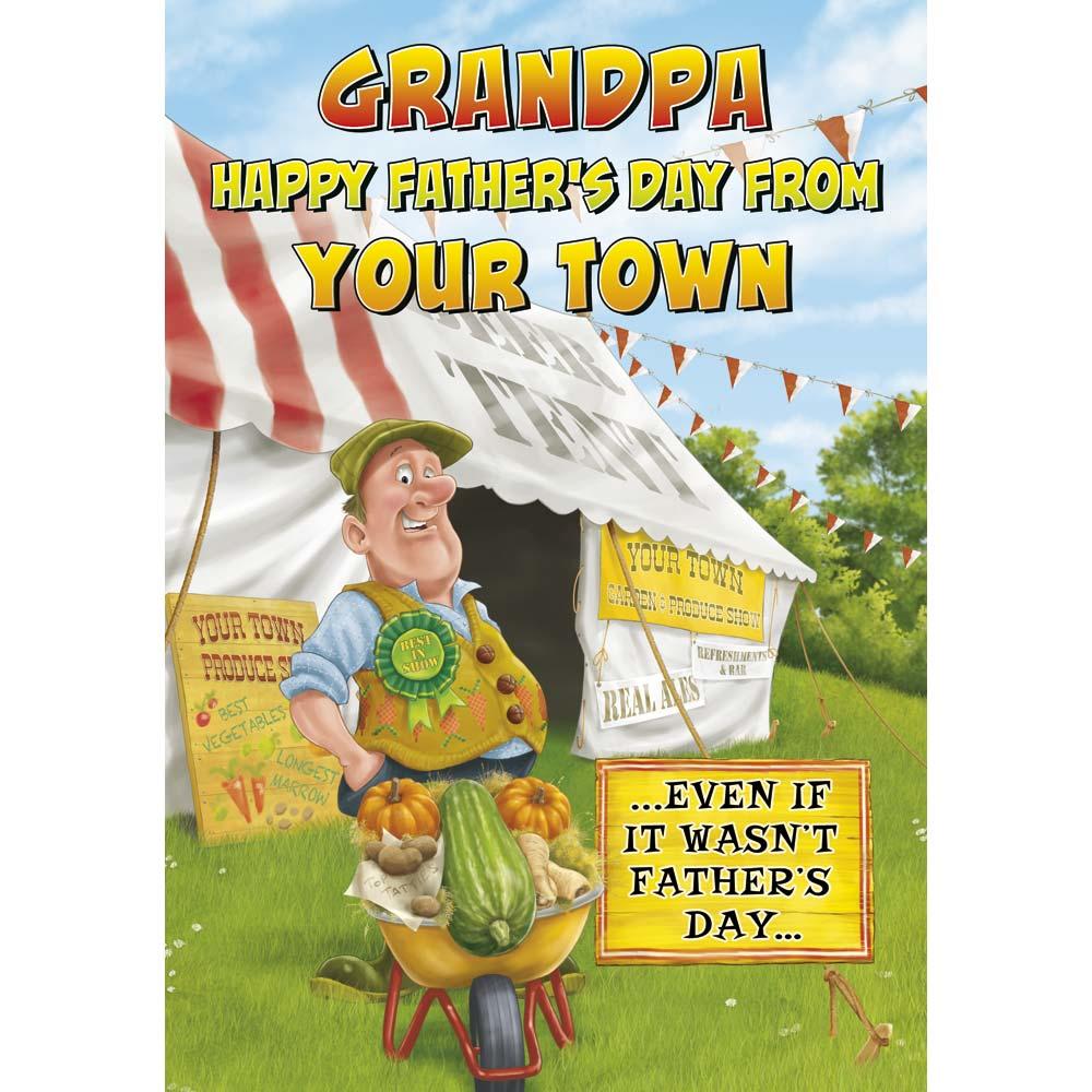 funny father's day from card for a grandpa with a colourful cartoon illustration