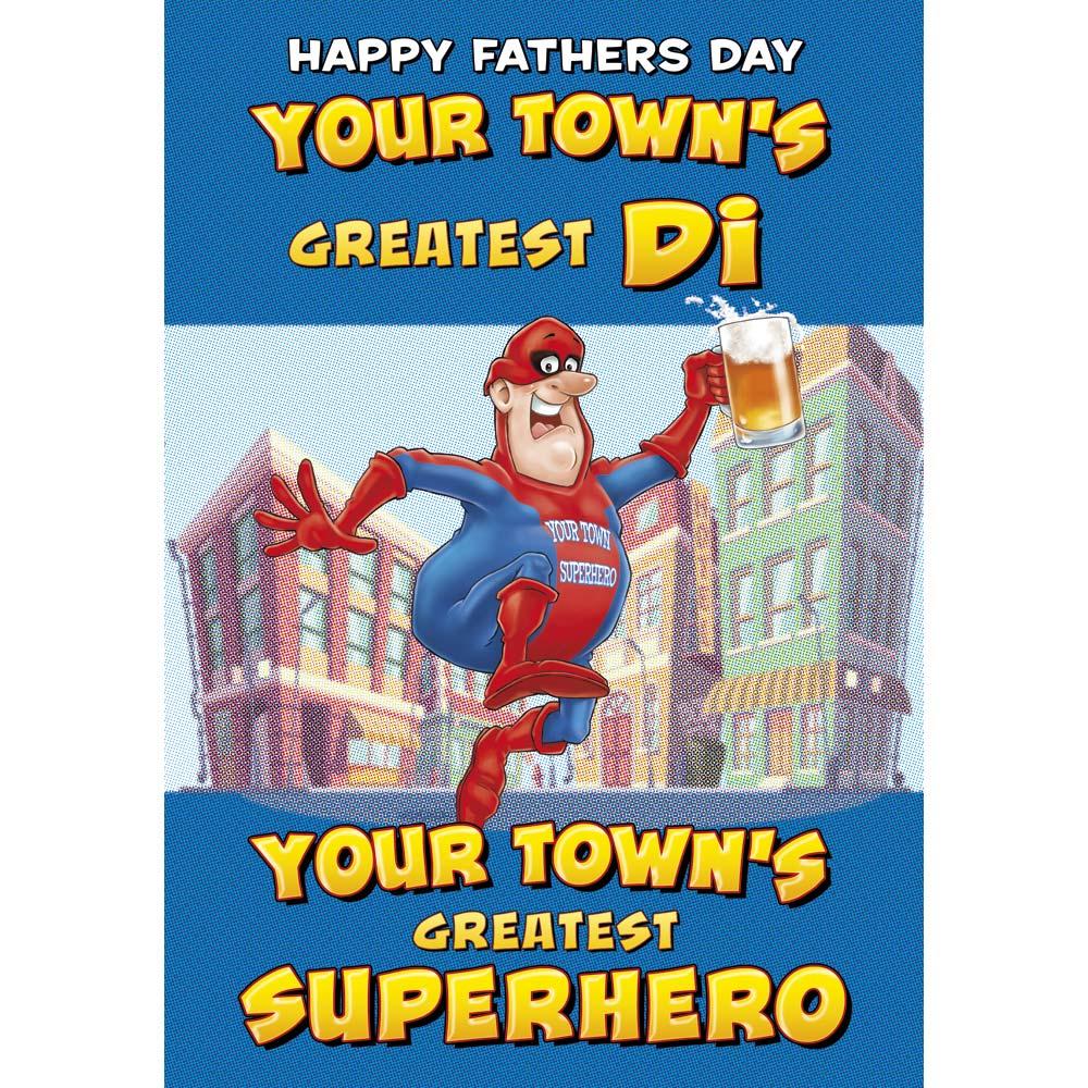 funny father's day card for a di with a colourful cartoon illustration