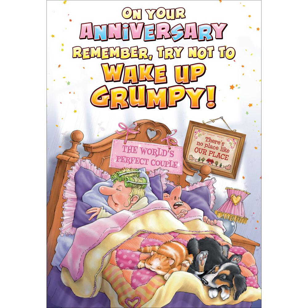 anniversary greeting card featuring humour illustration for a couple from the up your street range