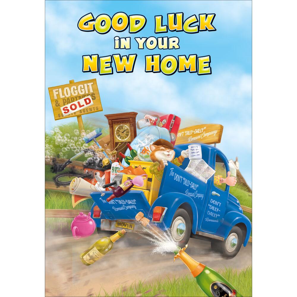 new home greeting card featuring humour illustration for a anyone from the studio fun range