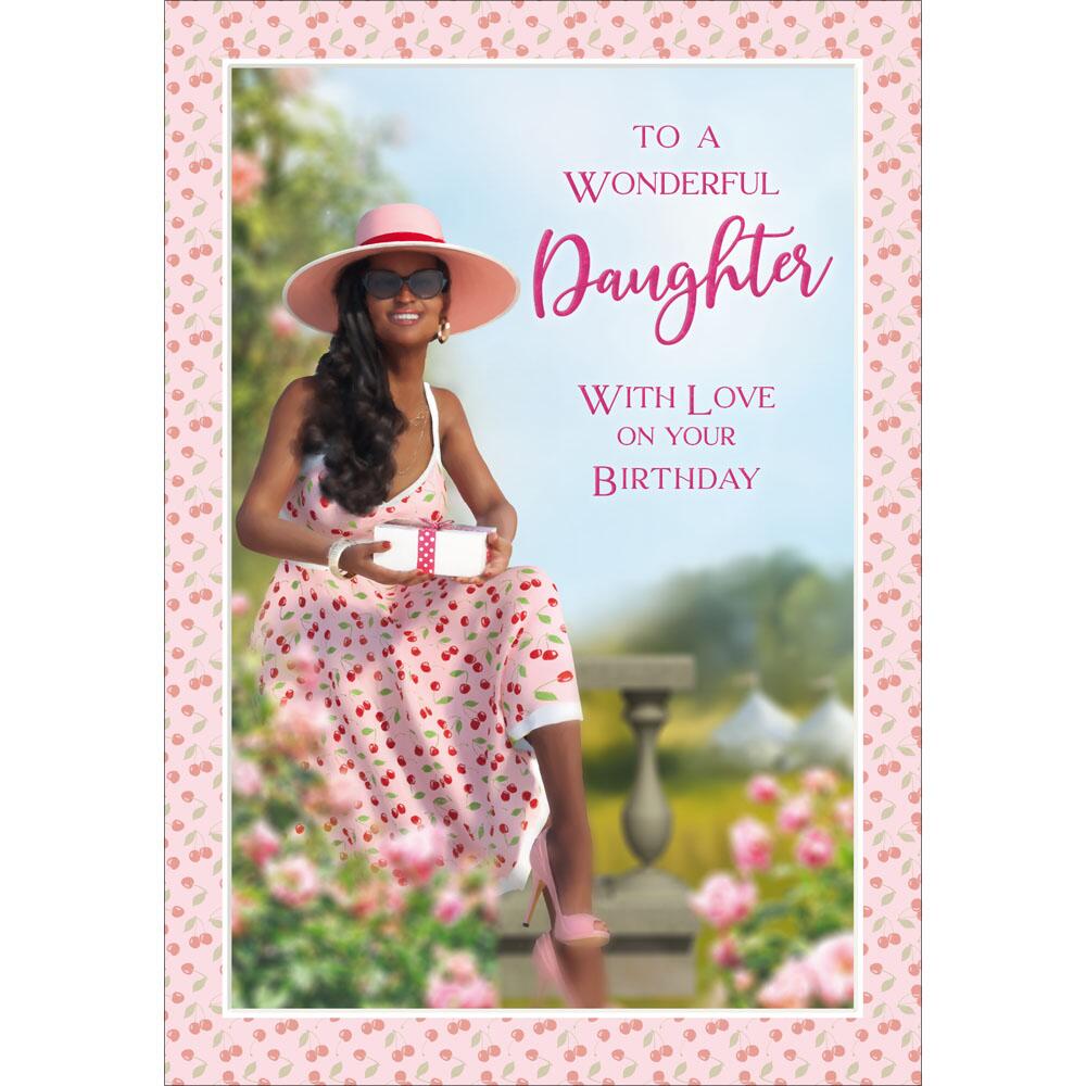 birthday greeting card featuring contemporary,francesca illustration for a daughter from the studio fun range