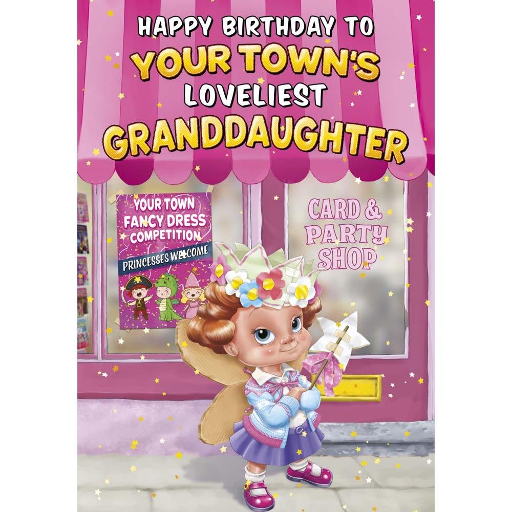 kids birthday card for a granddaughter with a colourful great illustration
