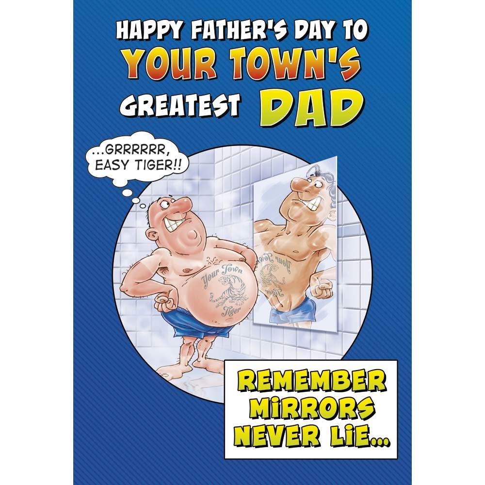 funny father's day card for a dad with a colourful cartoon illustration