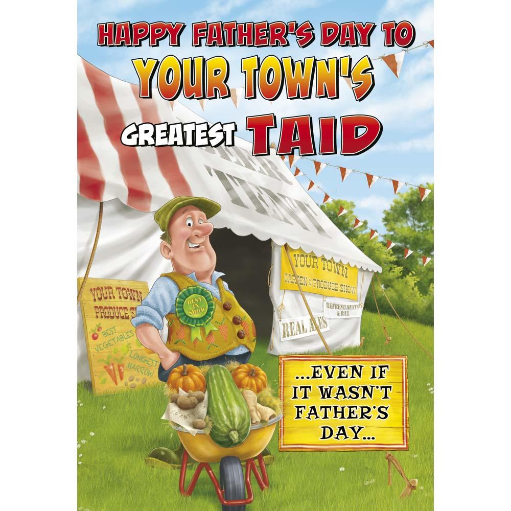 funny father's day card for a taid with a colourful cartoon illustration