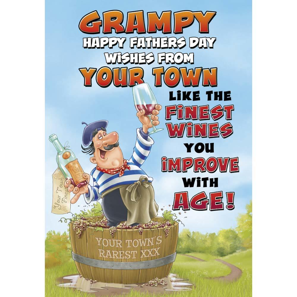 funny father's day from card for a grampy with a colourful cartoon illustration