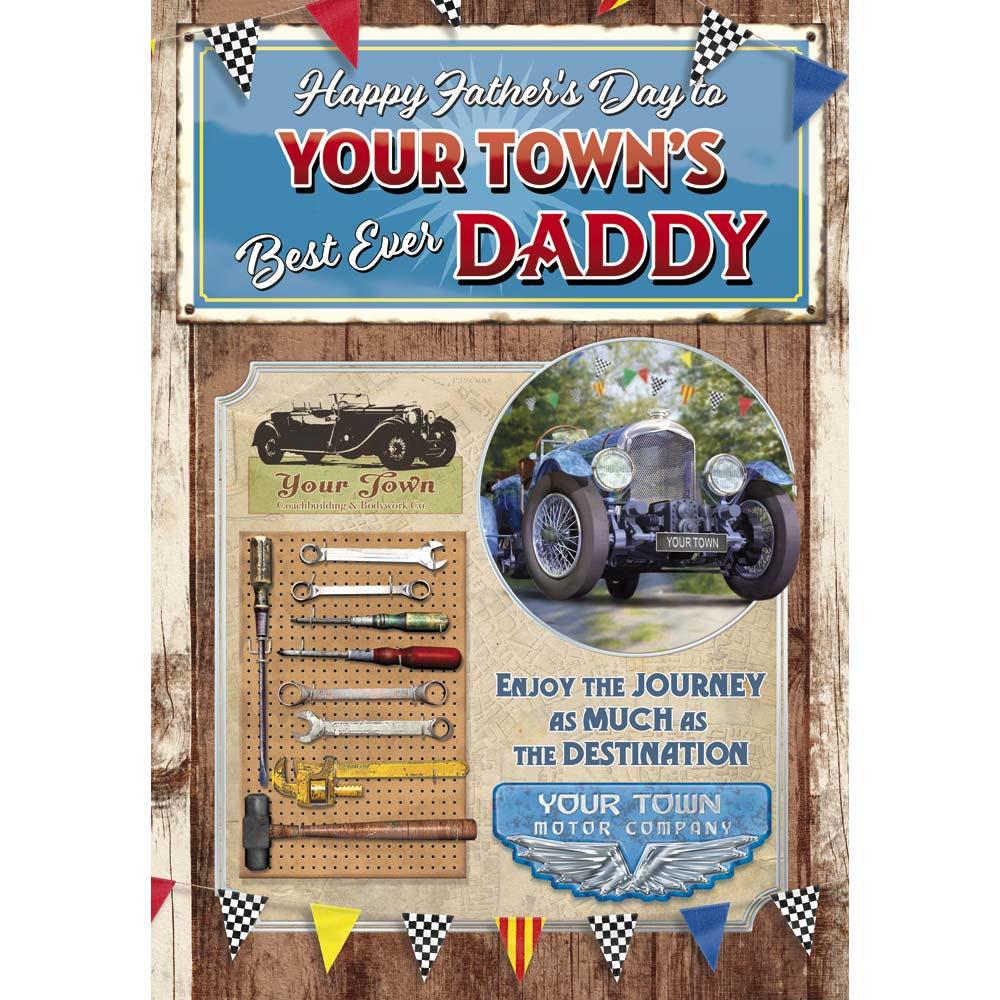 funny father's day card for a daddy with a colourful cartoon illustration