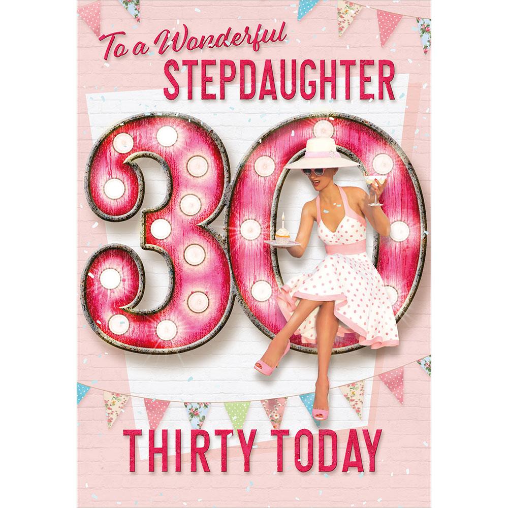 birthday card featuring classic, vintage illustration for a stepdaughter from the studio classic range
