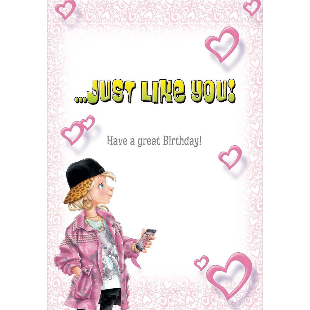 inside full colour cartoon illustration of birthday card for a granddaughter