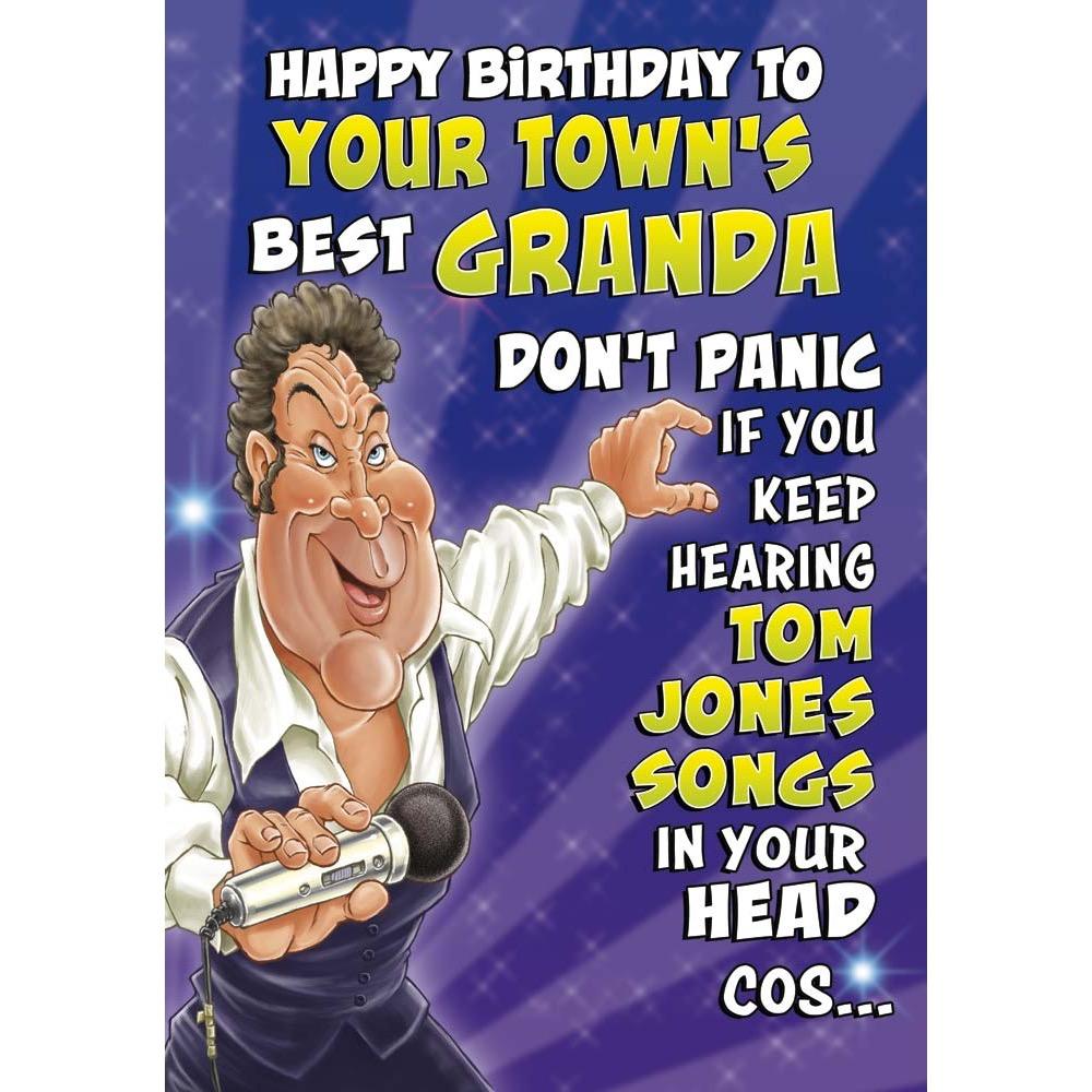 funny birthday card for a granda with a colourful cartoon illustration