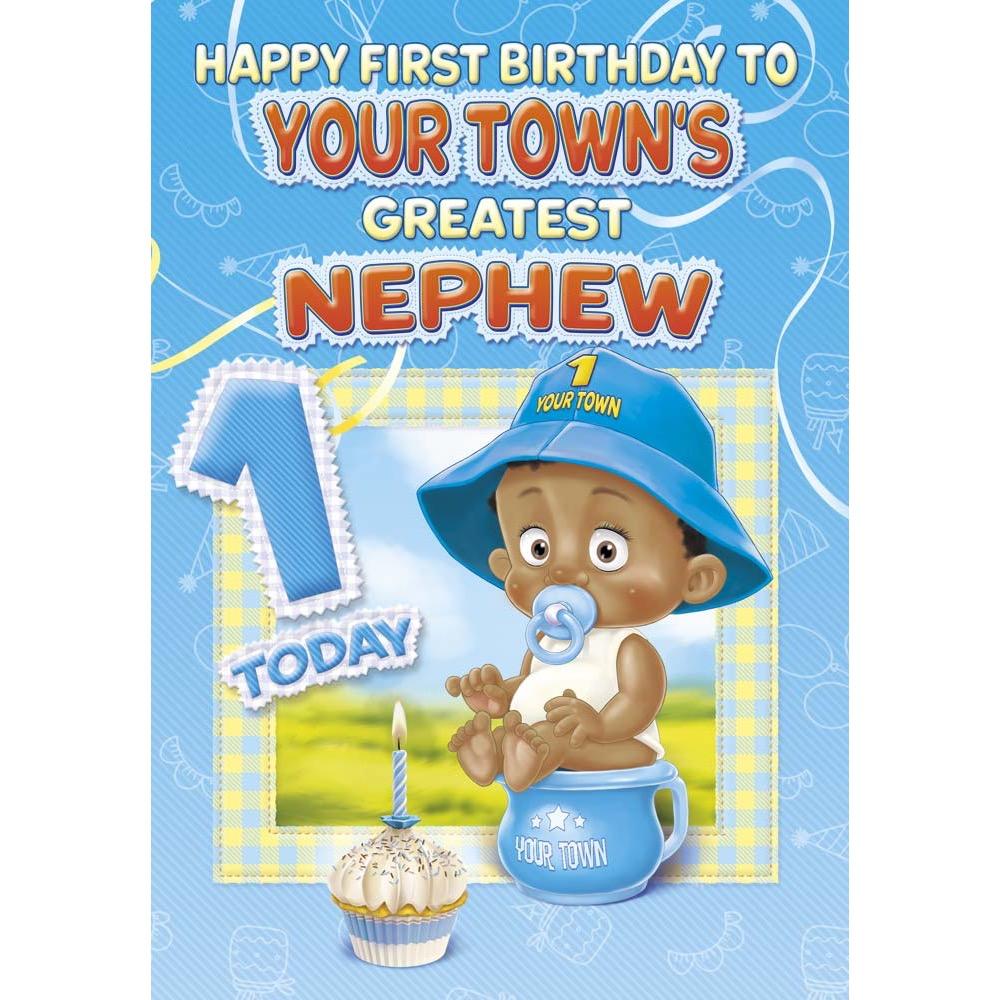 great age 1 card for a nephew with a colourful great illustration