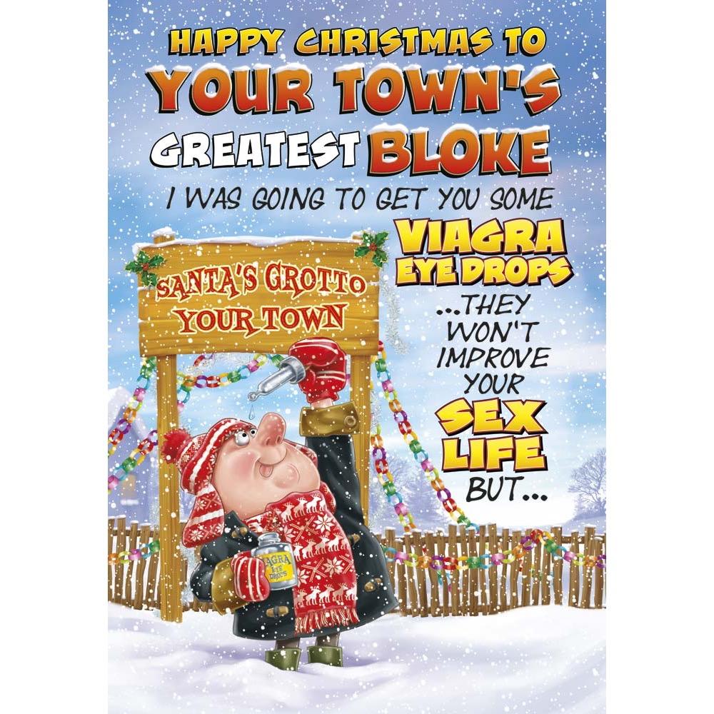 funny christmas card for a male with a colourful cartoon illustration