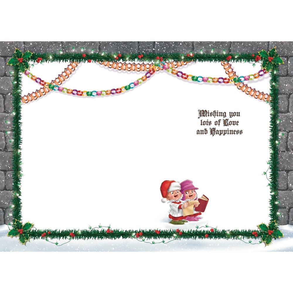 inside full colour cartoon illustration of christmas card for a mam