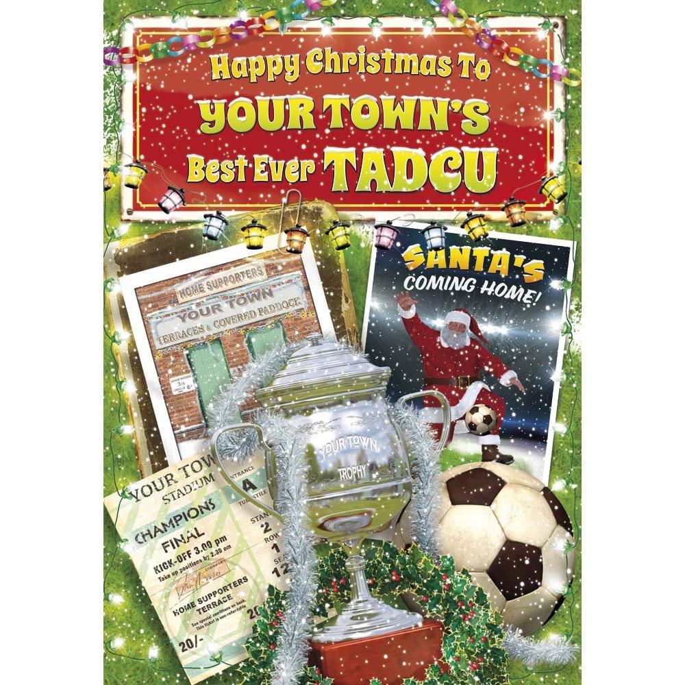 funny christmas card for a tadcu with a colourful cartoon illustration
