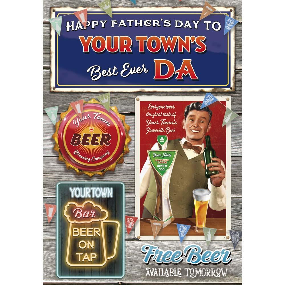 funny father's day card for a da with a colourful cartoon illustration