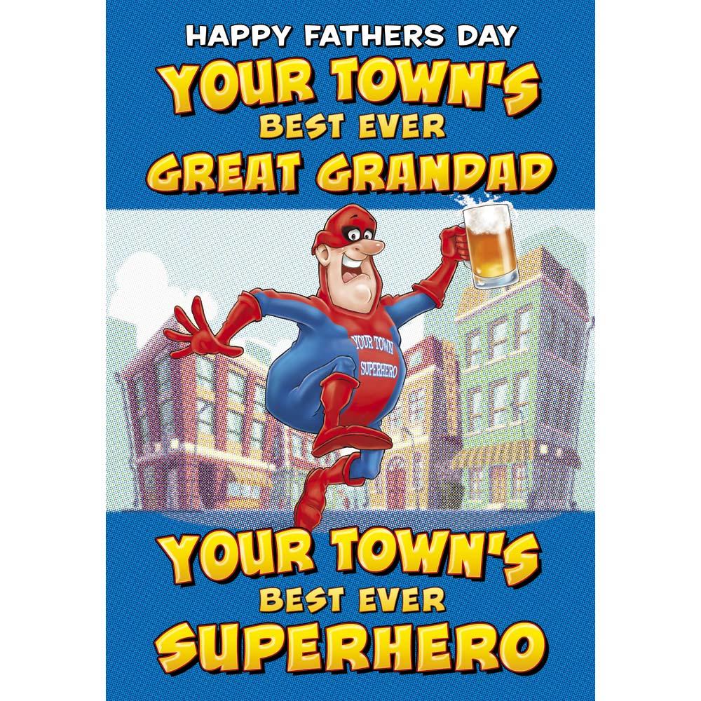 funny father's day card for a great grandad with a colourful cartoon illustration