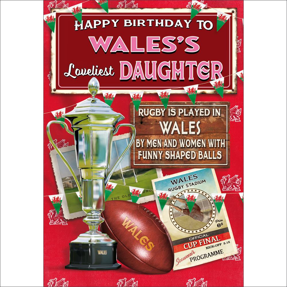 birthday greeting card featuring traditional illustration for a daughter from the rugby nuts range