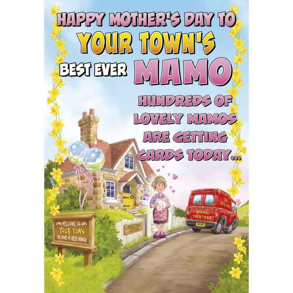 mother's day greeting card featuring humour illustration for a mamo from the up your street range