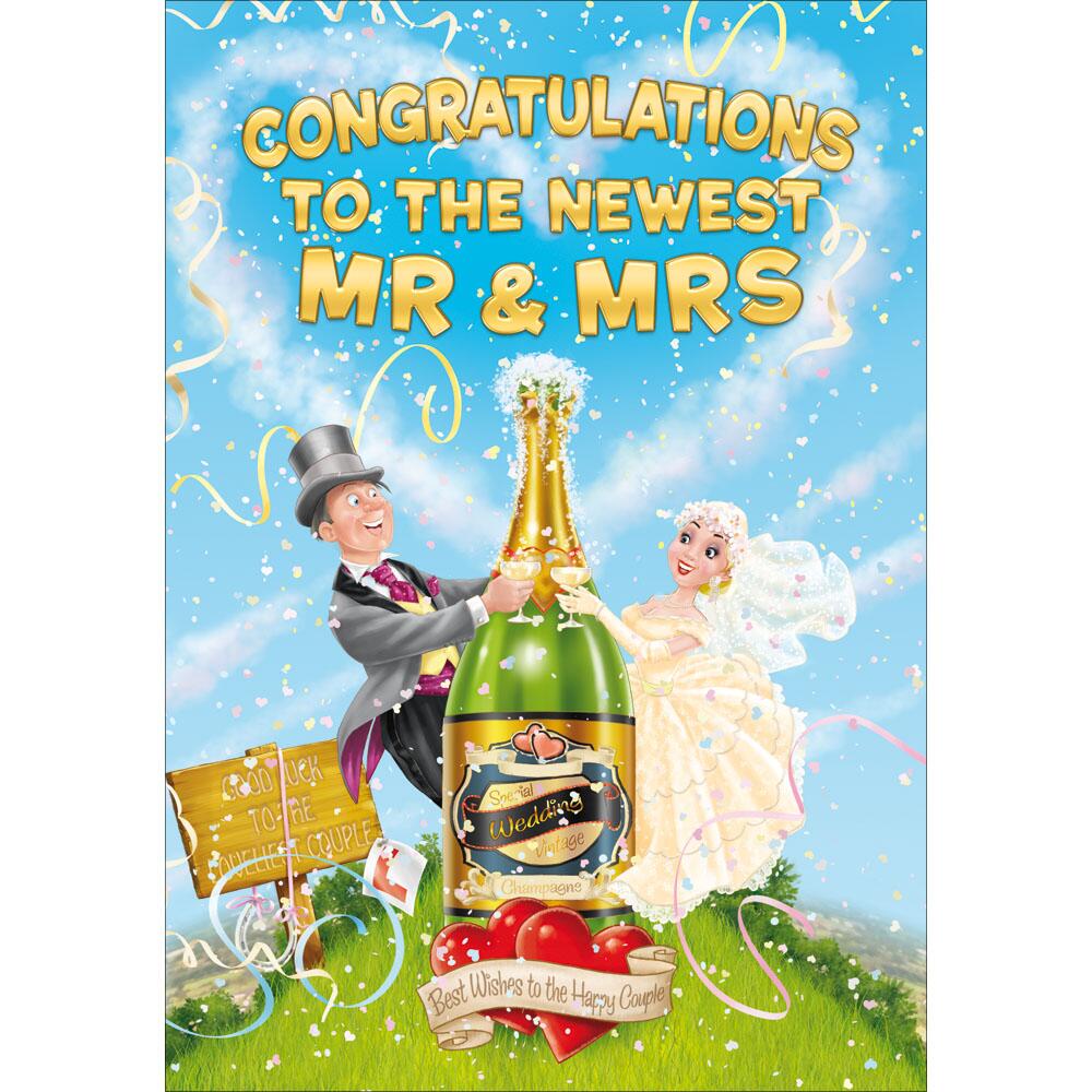 wedding greeting card featuring humour illustration for a couple from the studio fun range