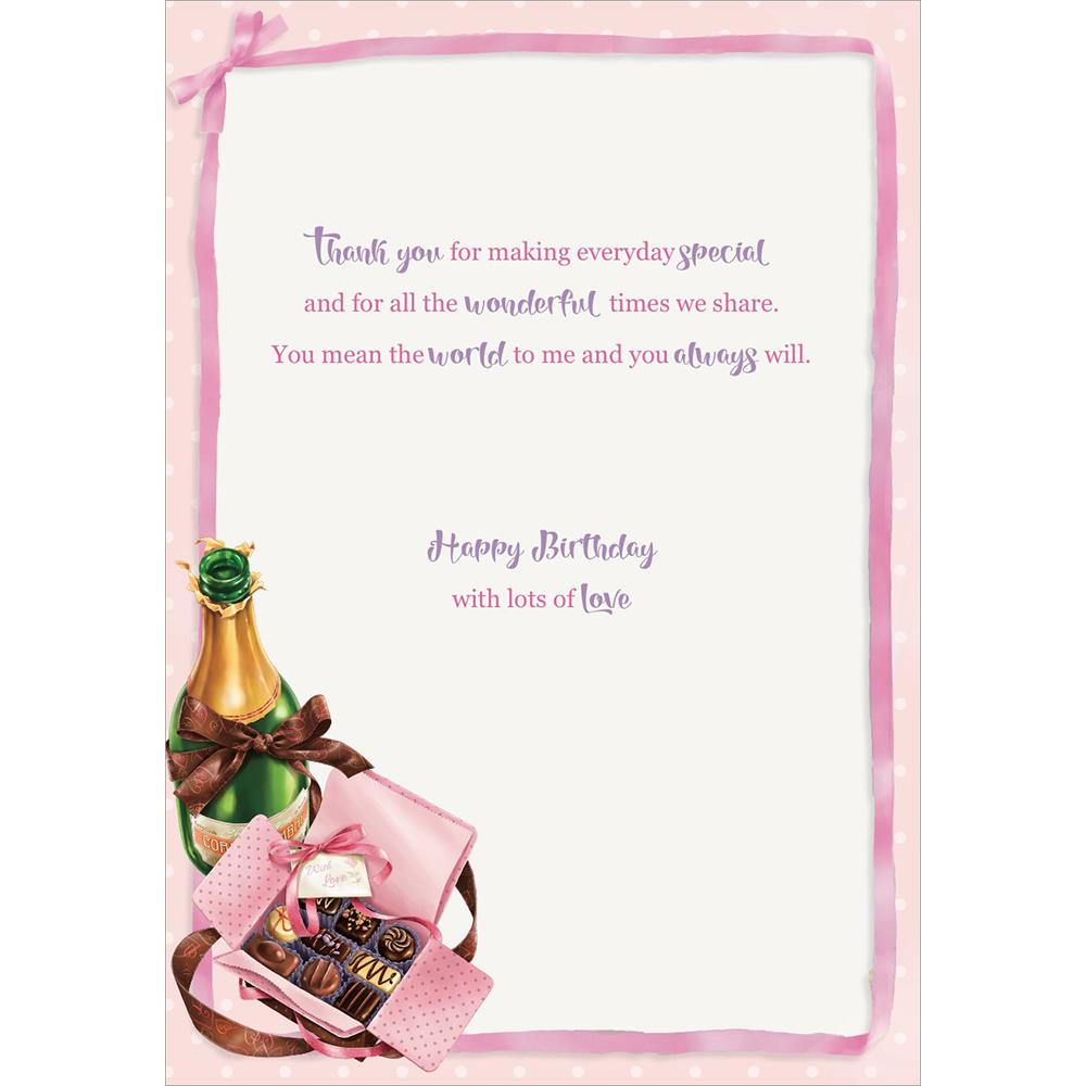 inside full colour contemporary illustration of birthday card for a fianc?e