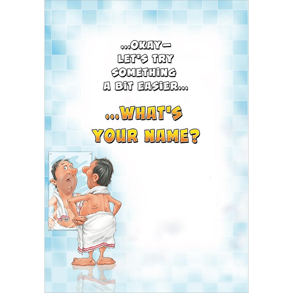 inside full colour cartoon illustration of age 50 card for a male