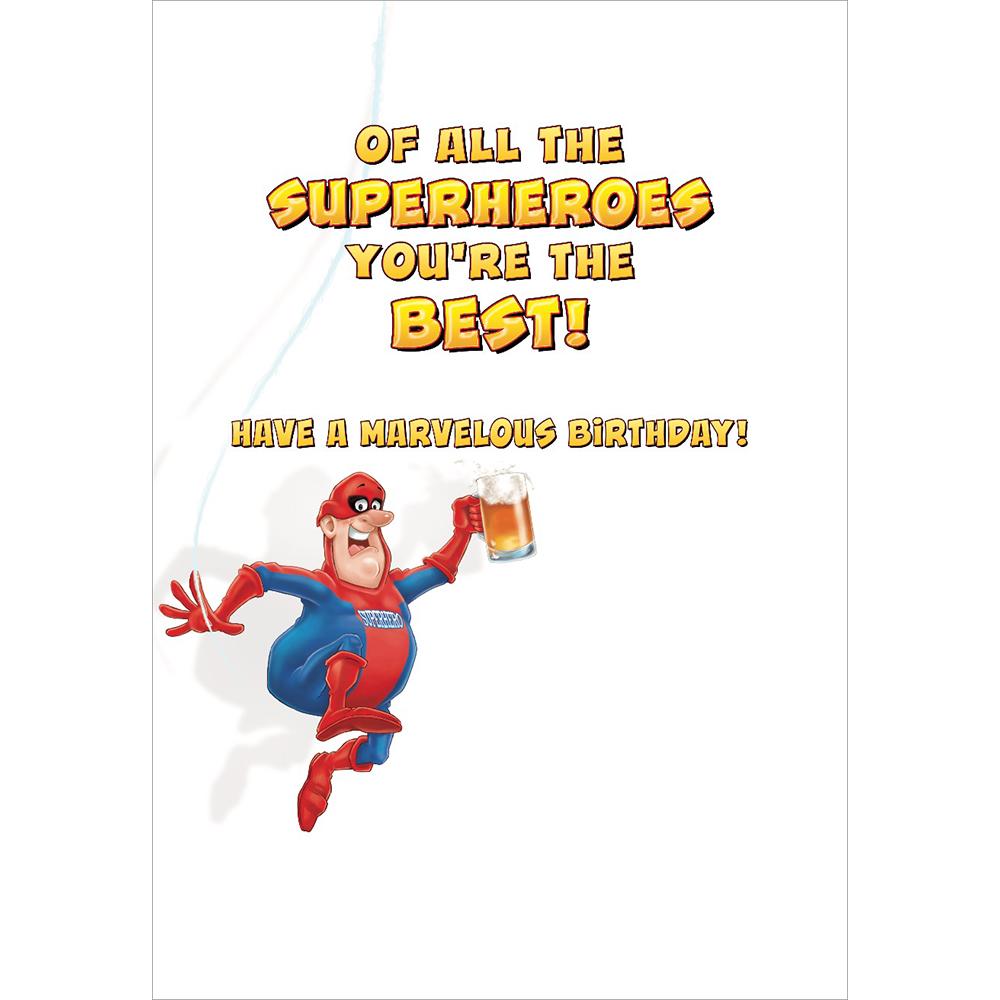A601-G - Superhero Bloke. Brother in Law Birthday card personalised with  your town.