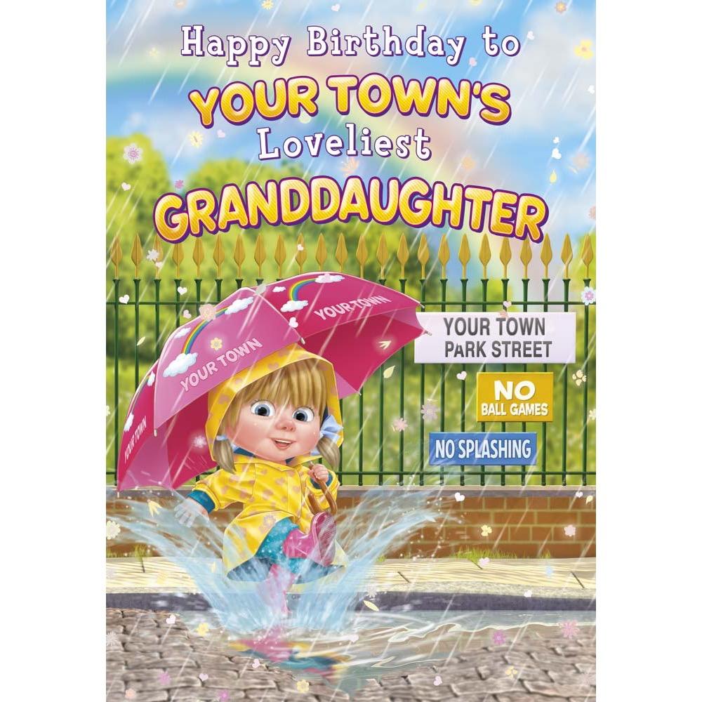kids birthday card for a granddaughter with a colourful great illustration