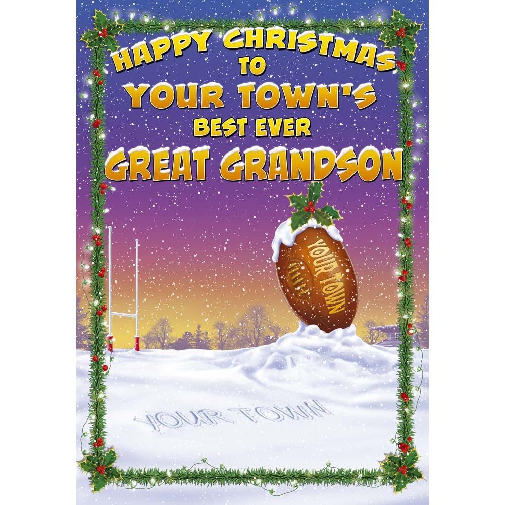 funny christmas card for a great grandson with a colourful cartoon illustration