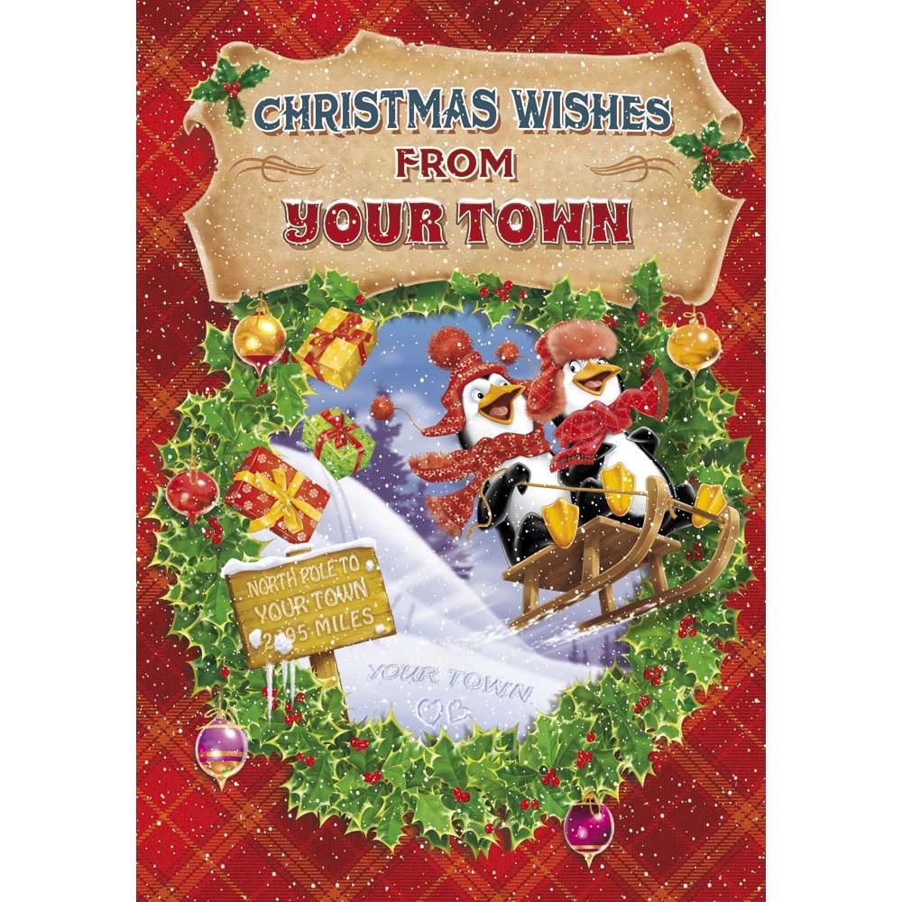 funny christmas card for a from with a colourful cartoon illustration