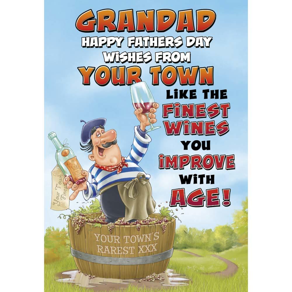 funny father's day from card for a grandad with a colourful cartoon illustration