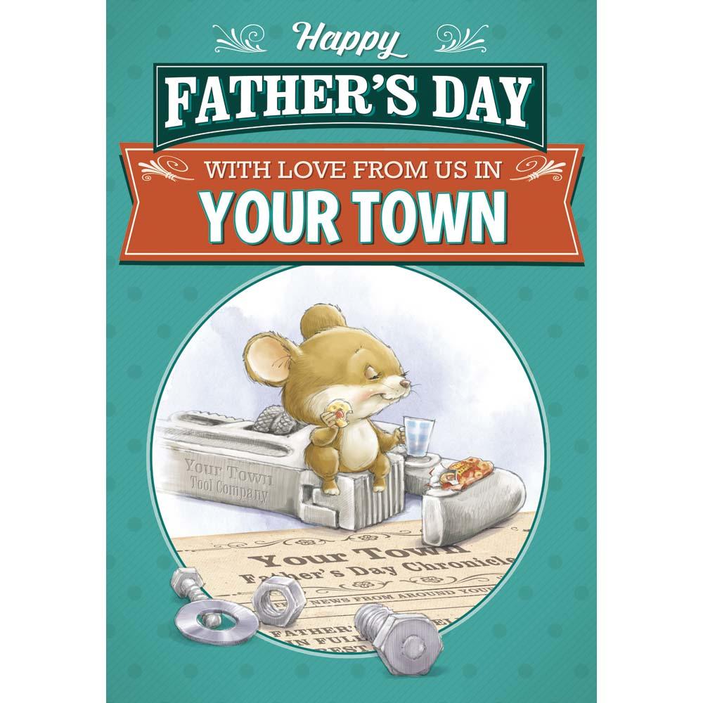 funny father's day from card for a male with a colourful cartoon illustration