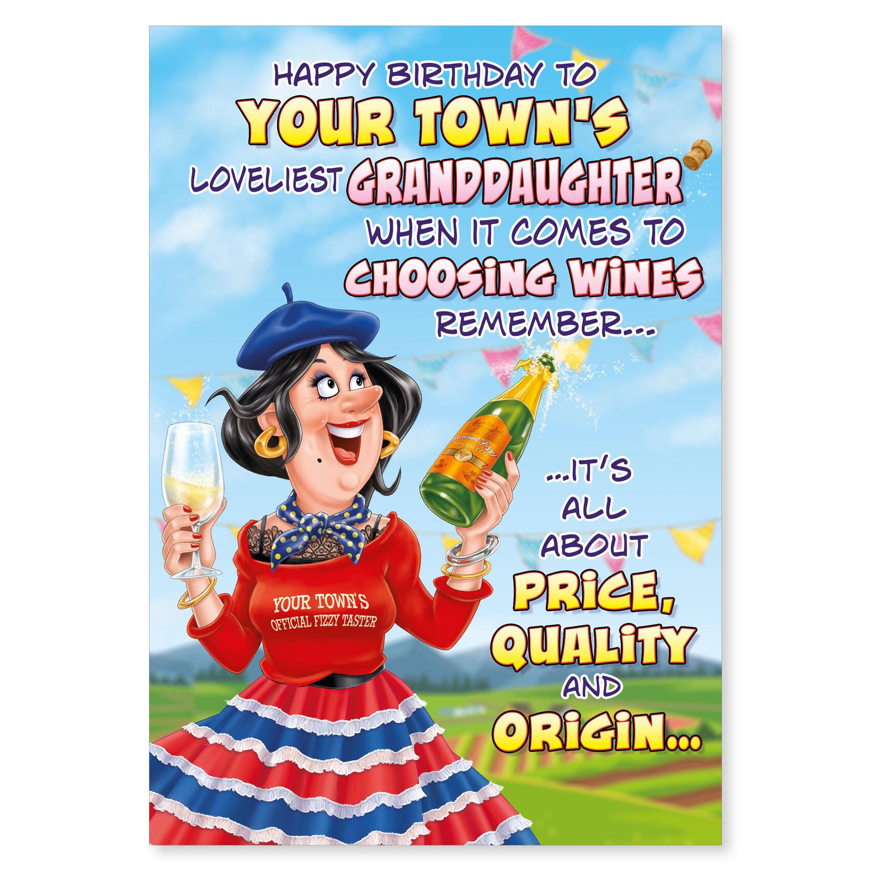 birthday > female birthday greeting card featuring humour illustration for a granddaughter from the up your street range
